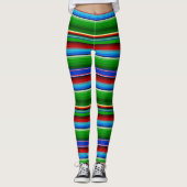 Leggings Sarape mexicaine rouge vert (Devant)