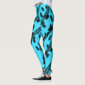 Leggings Sarcelle avec taches et rayures noires (Gauche)