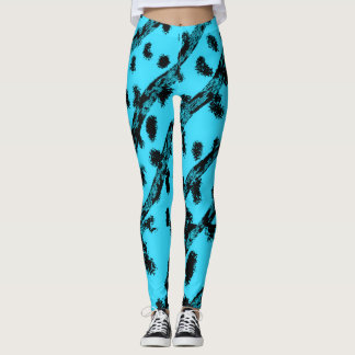Leggings Sarcelle avec taches et rayures noires