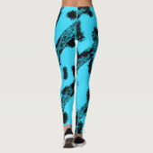 Leggings Sarcelle avec taches et rayures noires (Dos)