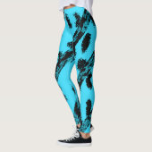 Leggings Sarcelle avec taches et rayures noires (Gauche)