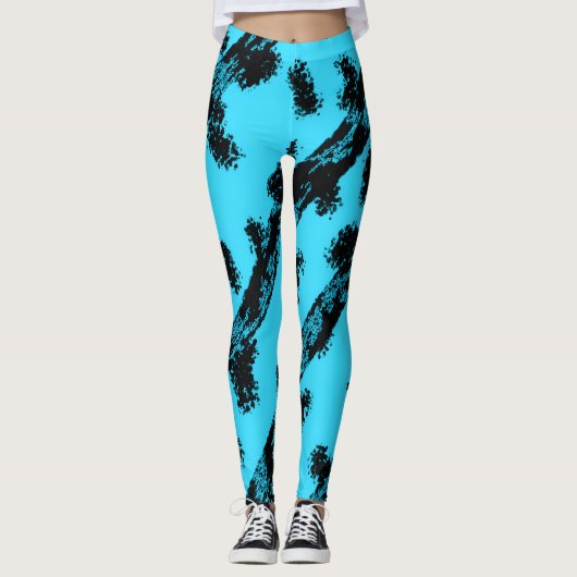 Leggings Sarcelle avec taches et rayures noires (Devant)