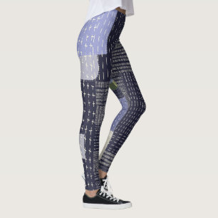 Leggings sashiko japonais coutures ressemblant à un motif