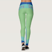 Leggings Sassy Smart Script Géométrique Bleu Vert (Dos)