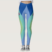 Leggings Sassy Smart Script Géométrique Bleu Vert (Devant)