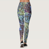 Leggings Sauge vert olive, bleu violet bordeaux abstrait (Dos)