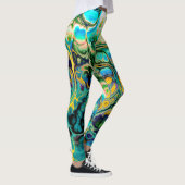 Leggings Saumon bleu jaune turquoise de BATIK de FRACTALE (Droite)
