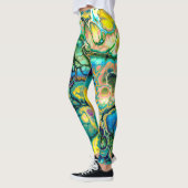 Leggings Saumon bleu jaune turquoise de BATIK de FRACTALE (Gauche)