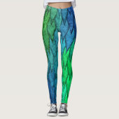 Leggings Scales de serpent bleu vert (Devant)