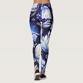Leggings Scandinavian Blue Easter Egg Spring Floral (Dos)