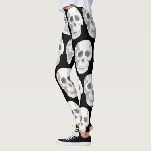 Leggings Scary Scull Black & White Pattern (Gauche)