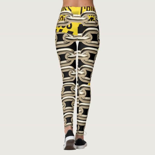 Leggings Scène de crime, mettant en garde drôle de design.  (Dos)