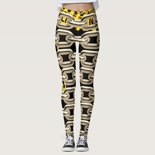 Leggings Scène de crime, mettant en garde drôle de design.  (Devant)