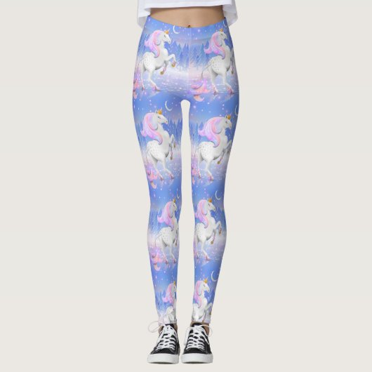 Leggings Scène de la forêt Princesse Unicorn (Devant)