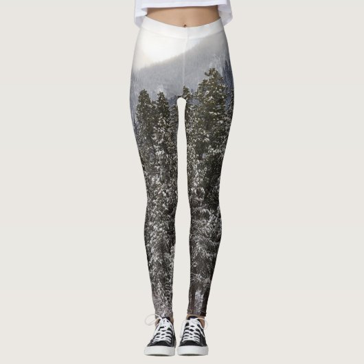 Leggings Scène de neige d'hiver de forêt (Devant)