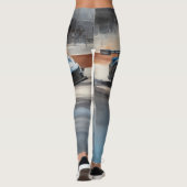 Leggings Scène dynamique de course urbaine bleue (Dos)