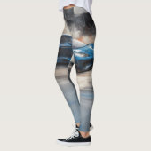 Leggings Scène dynamique de course urbaine bleue (Gauche)