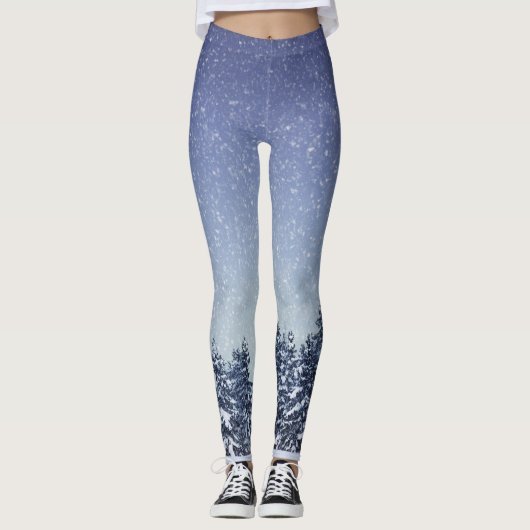 Leggings Scène gelée de forêt d'hiver de neige (Devant)