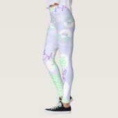 Leggings Schintz Bohème Illustration Pastel Purple Green (Gauche)
