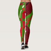 Leggings Schintz Bohème Illustration Vert Rouge Noir (Dos)