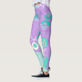Leggings Schintz de Bohême Illustration Lilac Spearmint Bla (Gauche)