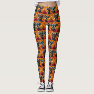 Leggings Schnauzer aux Roses de l'Amour Saint Valentin