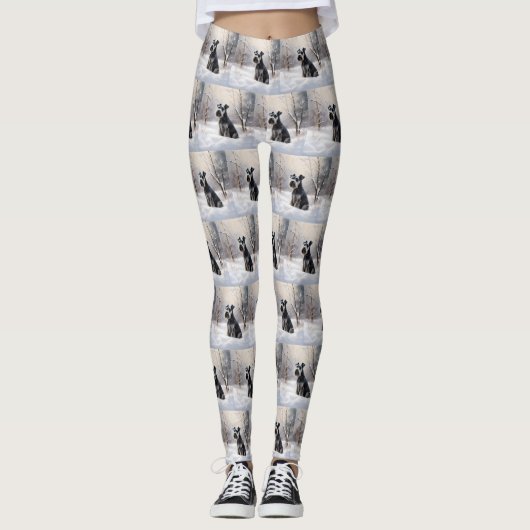 Leggings Schnauzer Miniature Laisser neiger Noël (Devant)