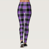 Leggings Scottish Blast violet et tatan noir plaid (Dos)