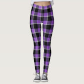 Leggings Scottish Blast violet et tatan noir plaid (Devant)