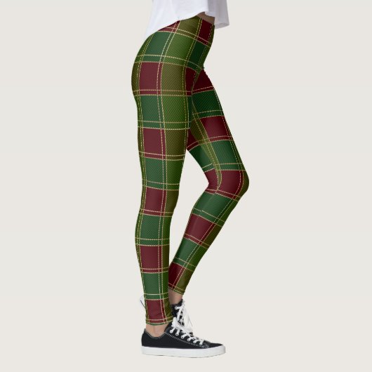Leggings Scottish Plaid Clan Green Red Tartan (Droite)
