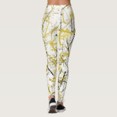 Leggings Scribbles Abstraits - moutarde et Brown (Dos)