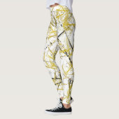 Leggings Scribbles Abstraits - moutarde et Brown (Gauche)