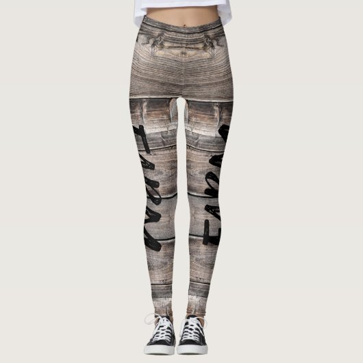 Leggings script rustique chic FARM LIFE sur bois de barnwoo (Devant)