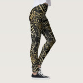 Leggings Scrollwork d'or Foil Script sur Black Elegant (Droite)