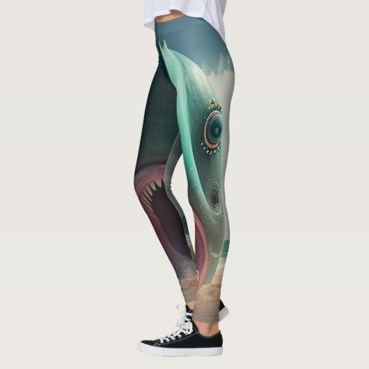 Leggings Sculpture de requin sur la plage (Gauche)