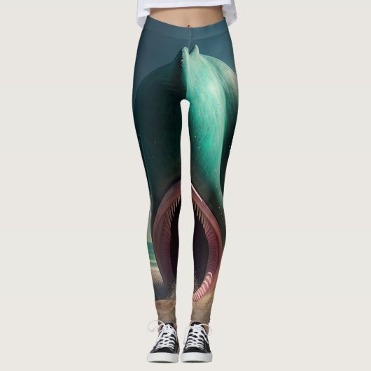 Leggings Sculpture de requin sur la plage (Devant)