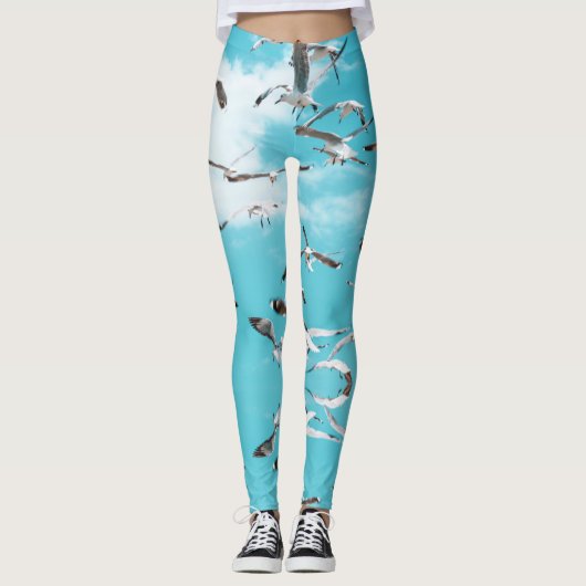 Leggings Seagulles Volant Sky Ocean Thème de mer (Devant)
