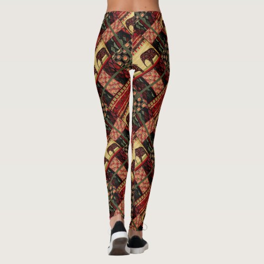 Leggings Seamless african patchwork ornamental indian eleph (Dos)