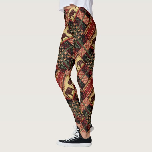 Leggings Seamless african patchwork ornamental indian eleph (Gauche)