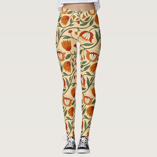 Leggings Seamless floral pattern in beige background (Devant)
