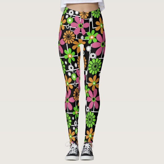 Leggings Seamless mignon enfants design floral amusant dess (Devant)