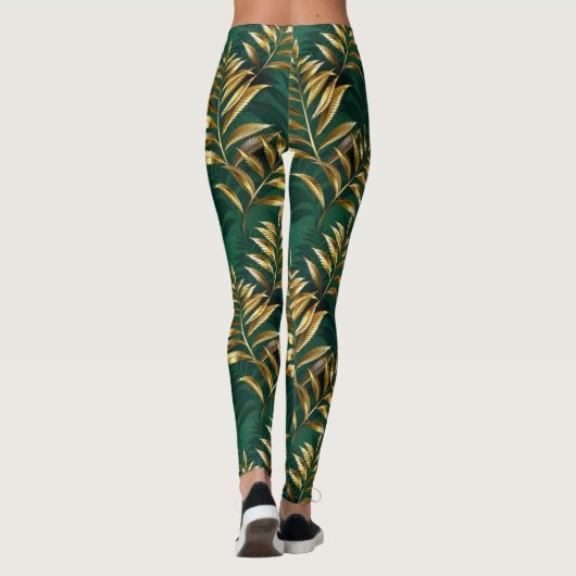 Leggings Seamless pattern with golden ferns (Dos)