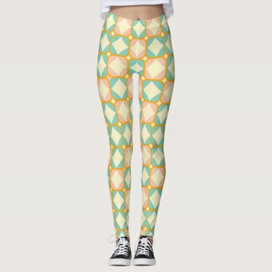 Leggings Seamless retro pattern with rounded squares (Devant)
