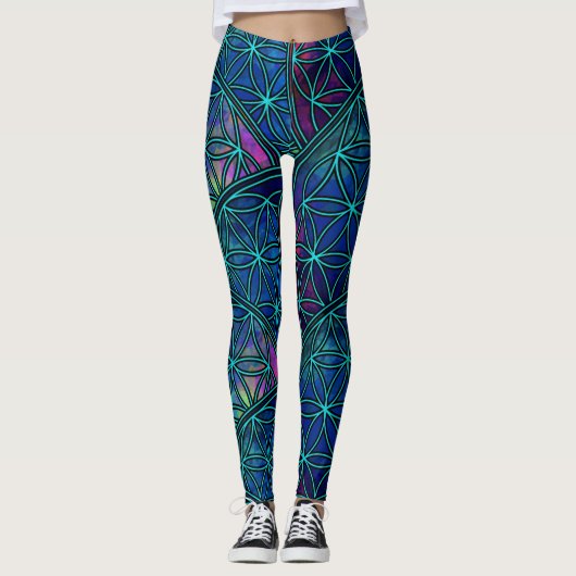 Leggings Semence fractale de la vie Fleur Géométrie sacrée (Devant)