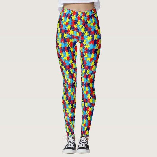 Leggings Sensibilisation sur l'autisme-Puzzle par Shirley T (Devant)