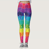 Leggings Sensibilisation sur l'autisme Rainbow Puzzle Pièce (Devant)