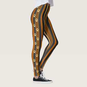Leggings Sentier latéral amusant marron et or faux d'emprei