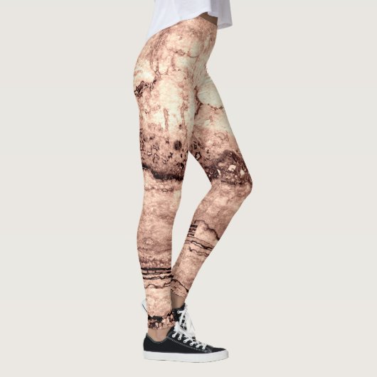 Leggings Sépia beige brun moderne brûlé granit orange (Droite)