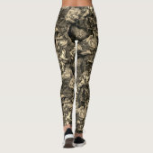 Leggings Sepia Death Head Hawk Moths Goth Raven avec Roses (Dos)