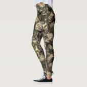 Leggings Sepia Death Head Hawk Moths Goth Raven avec Roses (Gauche)